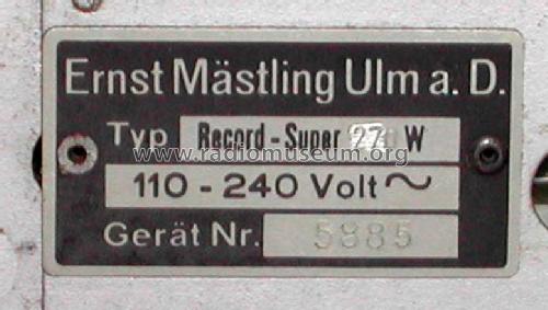 Record-Super 270-W; Emud, Ernst Mästling (ID = 728993) Radio
