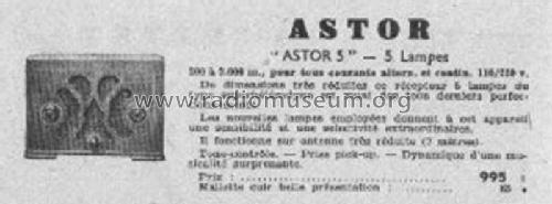 Astor 5 ; Astor marque (ID = 1989775) Radio