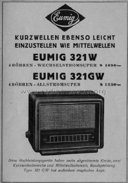 321W; Eumig, Elektrizitäts (ID = 214865) Radio