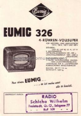 326 ; Eumig, Elektrizitäts (ID = 1172986) Radio