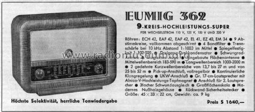 362; Eumig, Elektrizitäts (ID = 2593066) Radio