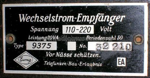 9375; Eumig, Elektrizitäts (ID = 612067) Radio