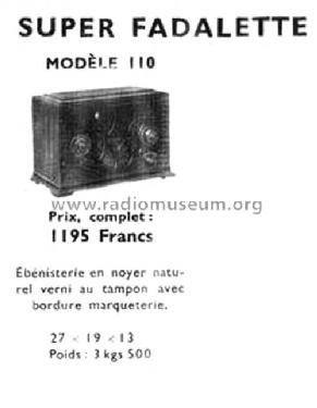 110 Super Fadalette Ch= RT; Fada Radio & (ID = 2109890) Radio