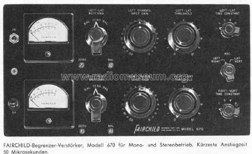 Stereo Limiter 670; Fairchild Recording (ID = 386757) Ampl/Mixer