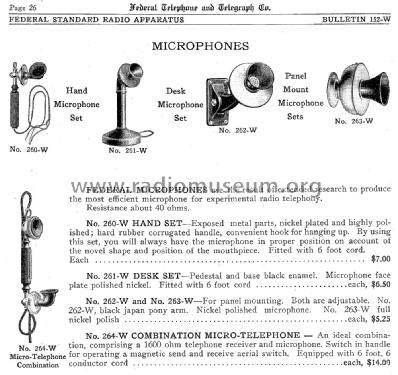 Hand Microphone No. 260-W; Federal Radio Corp. (ID = 1862642) Radio part
