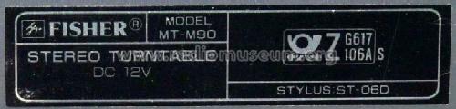 Semi Automatic Turnable MT-M90; Fisher Radio; New (ID = 1731817) Enrég.-R