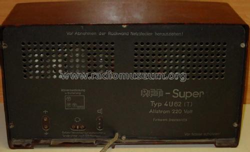 Einheitssuper RFT-Super 4U62 ; Funkwerk Dresden, (ID = 147163) Radio