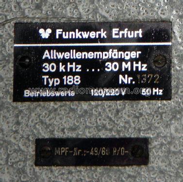 Allwellenempfänger 'Erfurt' AWE188 ; Funkwerk Erfurt, VEB (ID = 1789373) Commercial Re