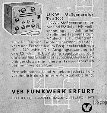 UKW-Messgenerator 2006; Funkwerk Erfurt, VEB (ID = 195929) Equipment