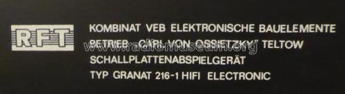 Granat 216-1 HiFi Electronic; Funkwerk Zittau, VEB (ID = 1952236) R-Player