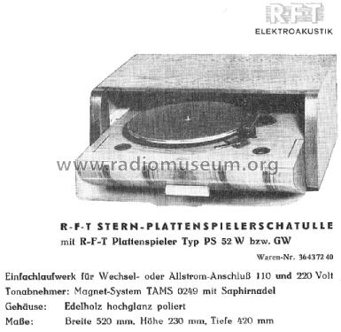 Menuett PS52W; Funkwerk Zittau, VEB (ID = 1495115) R-Player