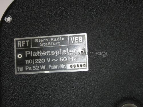 Plattenspieler Ps52W; Funkwerk Zittau, VEB (ID = 2204626) Reg-Riprod