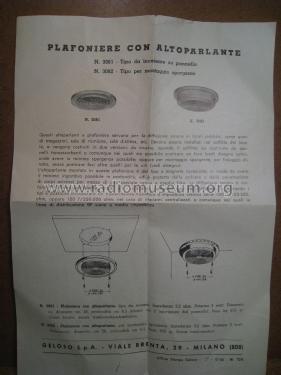 Plafoniera con altoparlante N. 3081; Geloso SA; Milano (ID = 2103918) Speaker-P