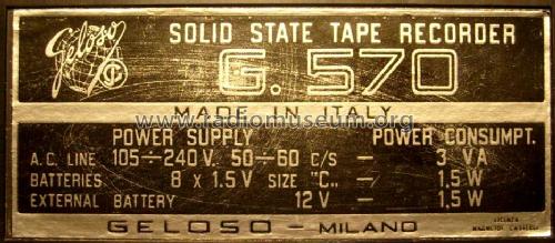 G570; Geloso SA; Milano (ID = 538025) R-Player