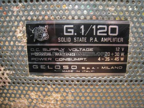 Solid State P.A. Amplifier G1/120; Geloso SA; Milano (ID = 1913480) Ampl/Mixer