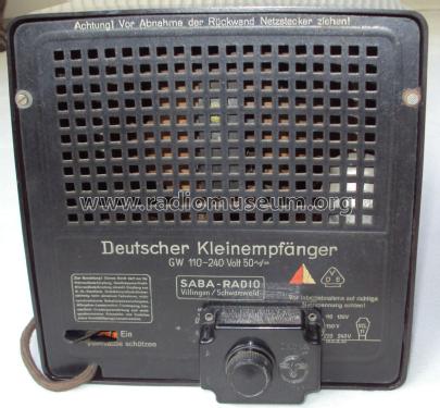 Deutscher Kleinempfänger DKE Sparmodell ohne Entbrummer; SABA; Villingen (ID = 1182397) Radio