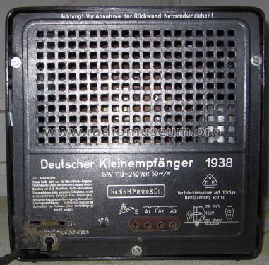 Deutscher Kleinempfänger 1938 DKE38; Mende - Radio H. (ID = 281881) Radio