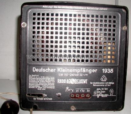 Deutscher Kleinempfänger 1938 DKE38; Loewe-Opta; (ID = 402687) Radio