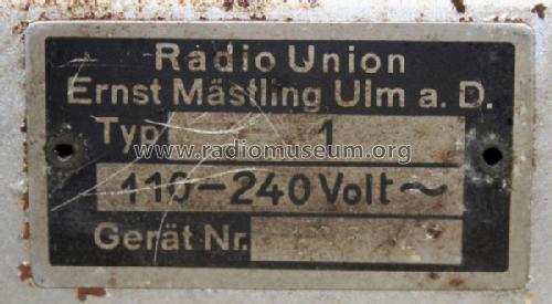 Radio Union 1 ; Emud, Ernst Mästling (ID = 261737) Radio