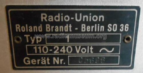 Radio-Union Typ 1 RU1W; Gemeinschaftserzeugn (ID = 1802463) Radio