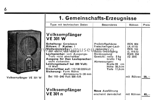 Volksempfänger VE301Wn; Gemeinschaftserzeugn (ID = 3012932) Radio