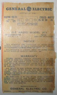 201 ; General Electric Co. (ID = 1583963) Radio