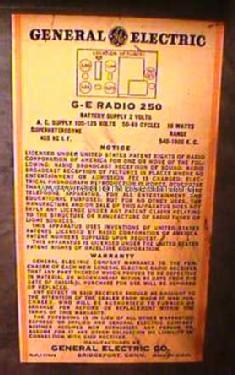 250 ; General Electric Co. (ID = 124203) Radio