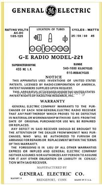 Musaphonic 221 ; General Electric Co. (ID = 2779632) Radio