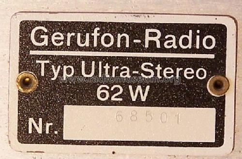 Ultra-Stereo 62W; Gerufon-Radio Walter (ID = 680146) Radio