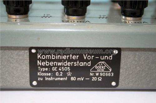 Kombinierter Vor- und Nebenwiderstand GE 4505; Goerz Electro Ges.m. (ID = 1733061) Equipment