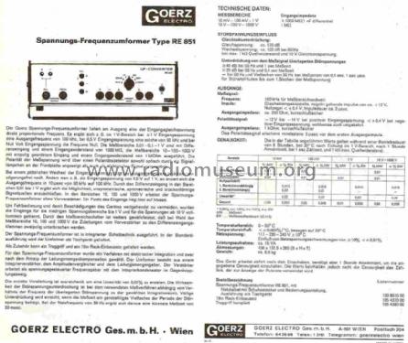 UF-Converter RE-851; Goerz Electro Ges.m. (ID = 766035) Equipment