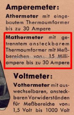 Mathermeter - Amperemeter ; Gossen, P., & Co. KG (ID = 1267405) Equipment