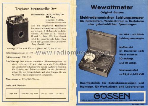 Wewattmeter ; Gossen, P., & Co. KG (ID = 1253316) Equipment