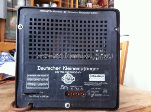 Deutscher Kleinempfänger DKE Sparmodell ohne Entbrummer; Graetz Radio, Berlin (ID = 1450714) Radio