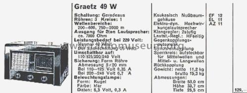 Einkreiser 49W; Graetz Radio, Berlin (ID = 2564777) Radio