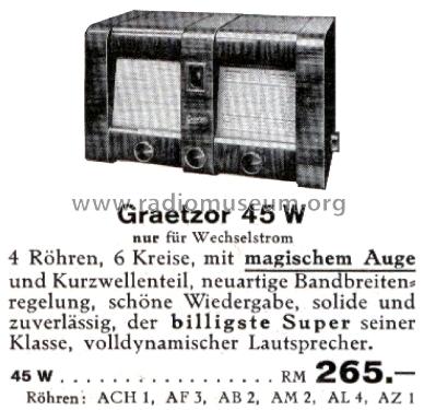 Graetzor 45W; Graetz Radio, Berlin (ID = 2564403) Radio