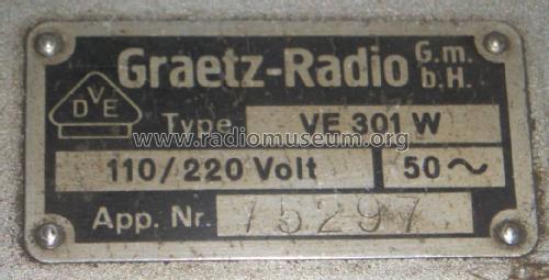 Volksempfänger VE301W; Graetz Radio, Berlin (ID = 2193610) Radio