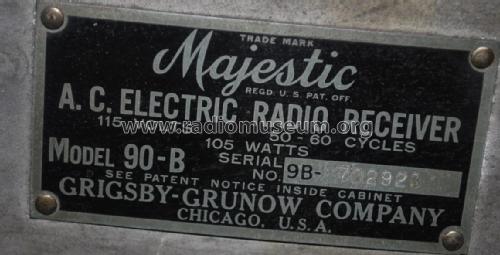 Majestic 91 Ch= 90-B ; Grigsby-Grunow - (ID = 2260636) Radio