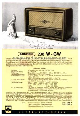 238GW; Grundig Radio- (ID = 2349479) Radio