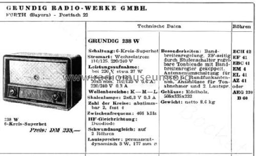 Type 238W / Super 238W; Grundig Radio- (ID = 2348745) Radio