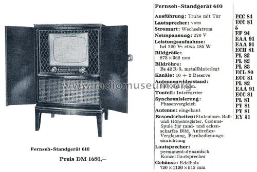 Fernsehstandgerät 610; Grundig Radio- (ID = 2639950) Television