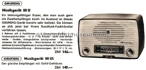 Musikgerät 80U; Grundig Radio- (ID = 2613990) Radio