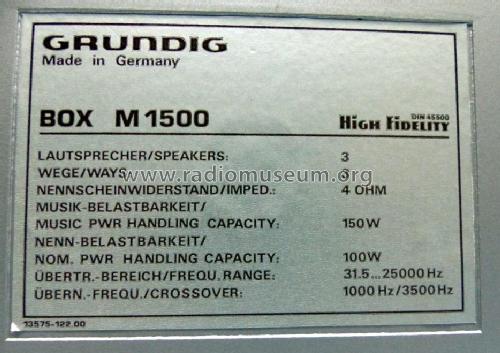 Box M1500; Grundig Radio- (ID = 1807513) Speaker-P