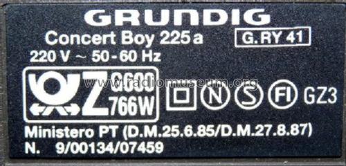 Concert Boy 225a; Grundig Radio- (ID = 706212) Radio