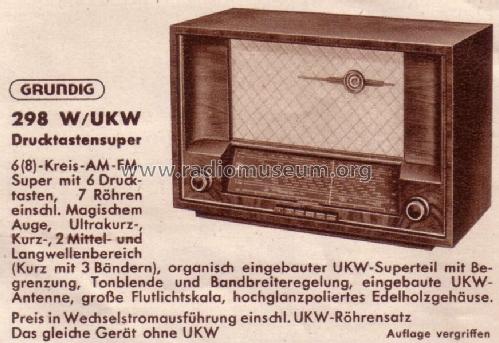 Drucktastensuper 298W/UKW; Grundig Radio- (ID = 627848) Radio