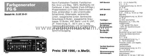 Farbgenerator FG6; Grundig Radio- (ID = 2063069) Equipment