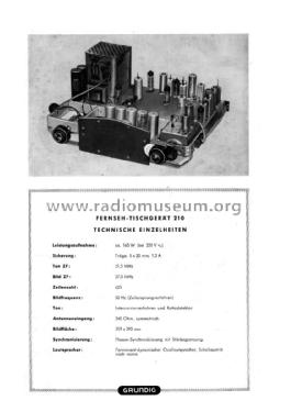 Fernsehtischempfänger 210/II ; Grundig Radio- (ID = 1919602) Television