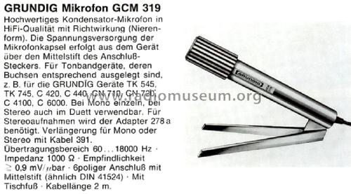 GCM319; Grundig Radio- (ID = 2489826) Microphone/PU