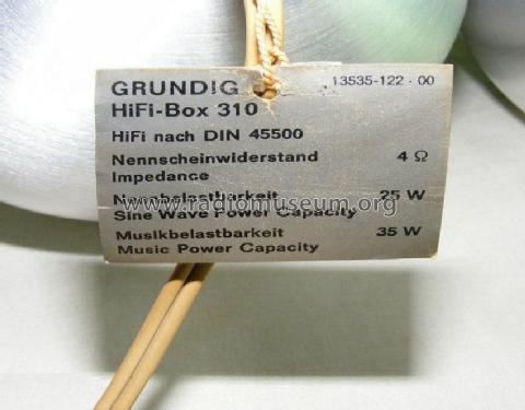 Hi-Fi Box 310; Grundig Radio- (ID = 1505253) Speaker-P