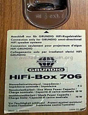 HiFi-Box 706 Audioprisma; Grundig Radio- (ID = 1803088) Speaker-P